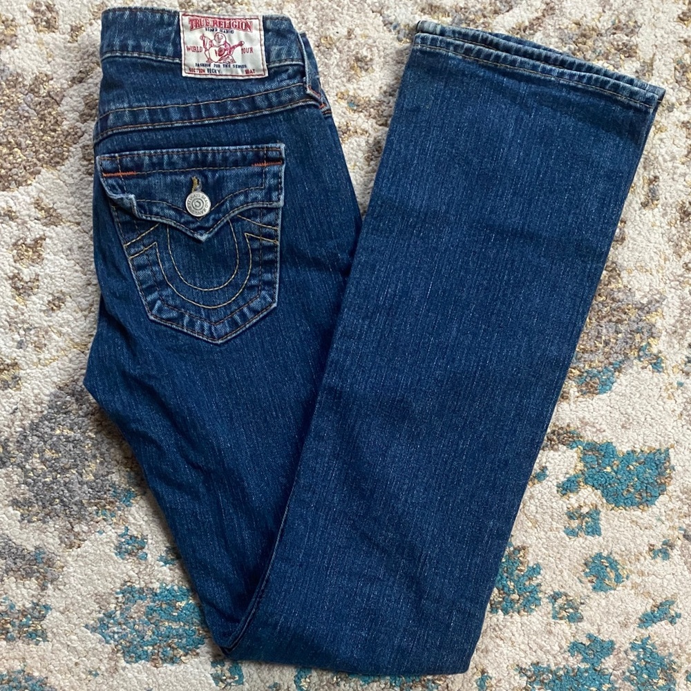 True Religion Women's Dark Blue Straight Leg Jeans